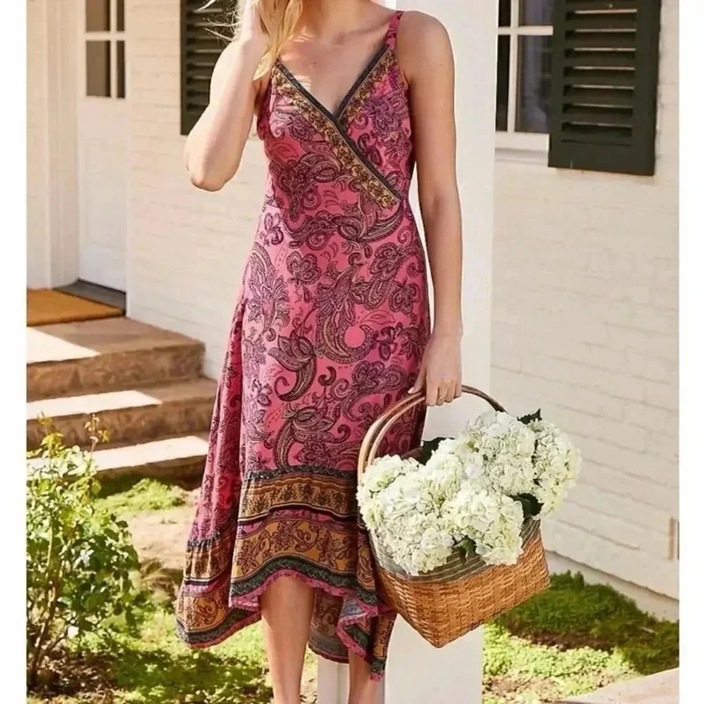 Maurices Paisley High Low Midi Spring Wedding Guest Dress Medium